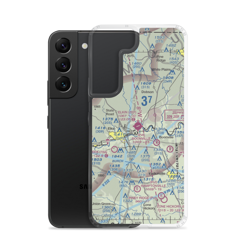 Elkin Municipal Airport (ZEF) VFR Sectional Samsung Case Samsung Galaxy S22 model shown