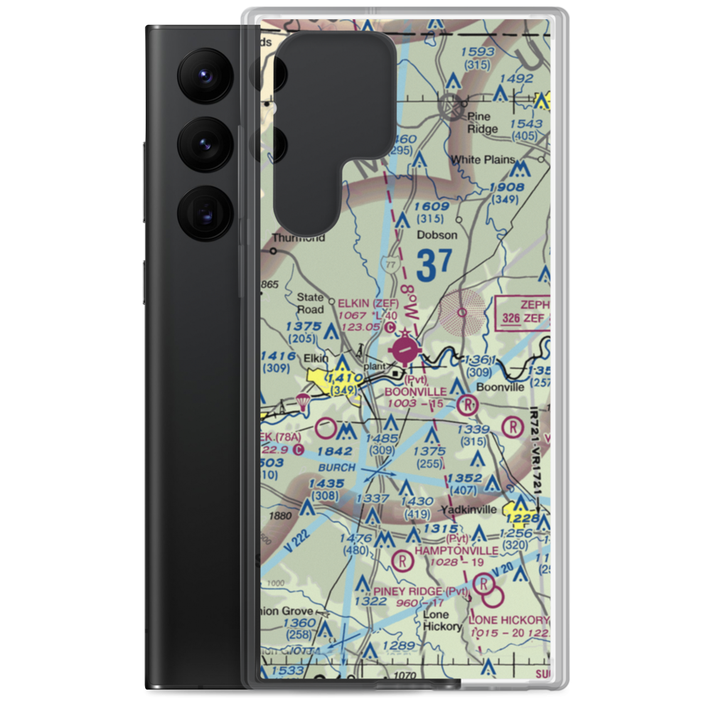 Elkin Municipal Airport (ZEF) VFR Sectional Samsung Case Samsung Galaxy S22 Ultra model shown