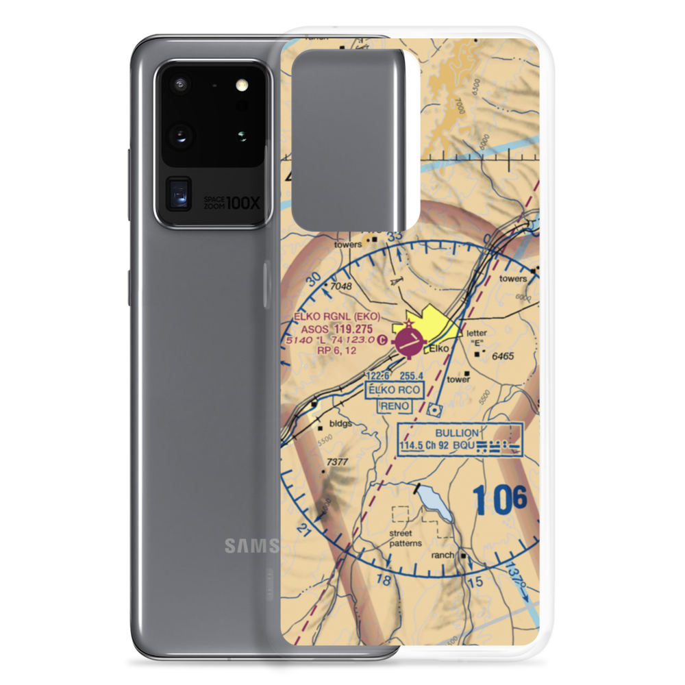 Elko Regional Airport (EKO) VFR Sectional Samsung Case Samsung Galaxy S20 Ultra model shown