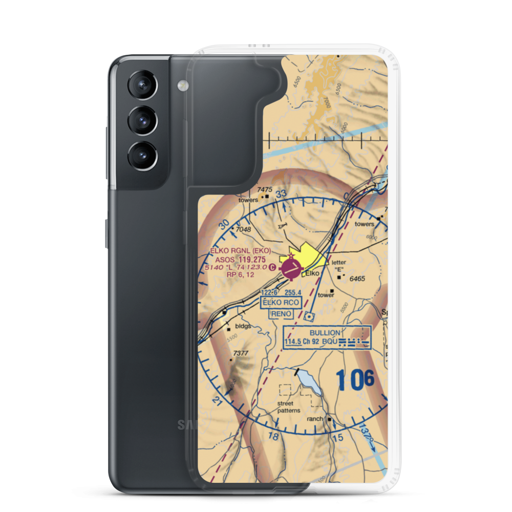 Elko Regional Airport (EKO) VFR Sectional Samsung Case Samsung Galaxy S21 model shown