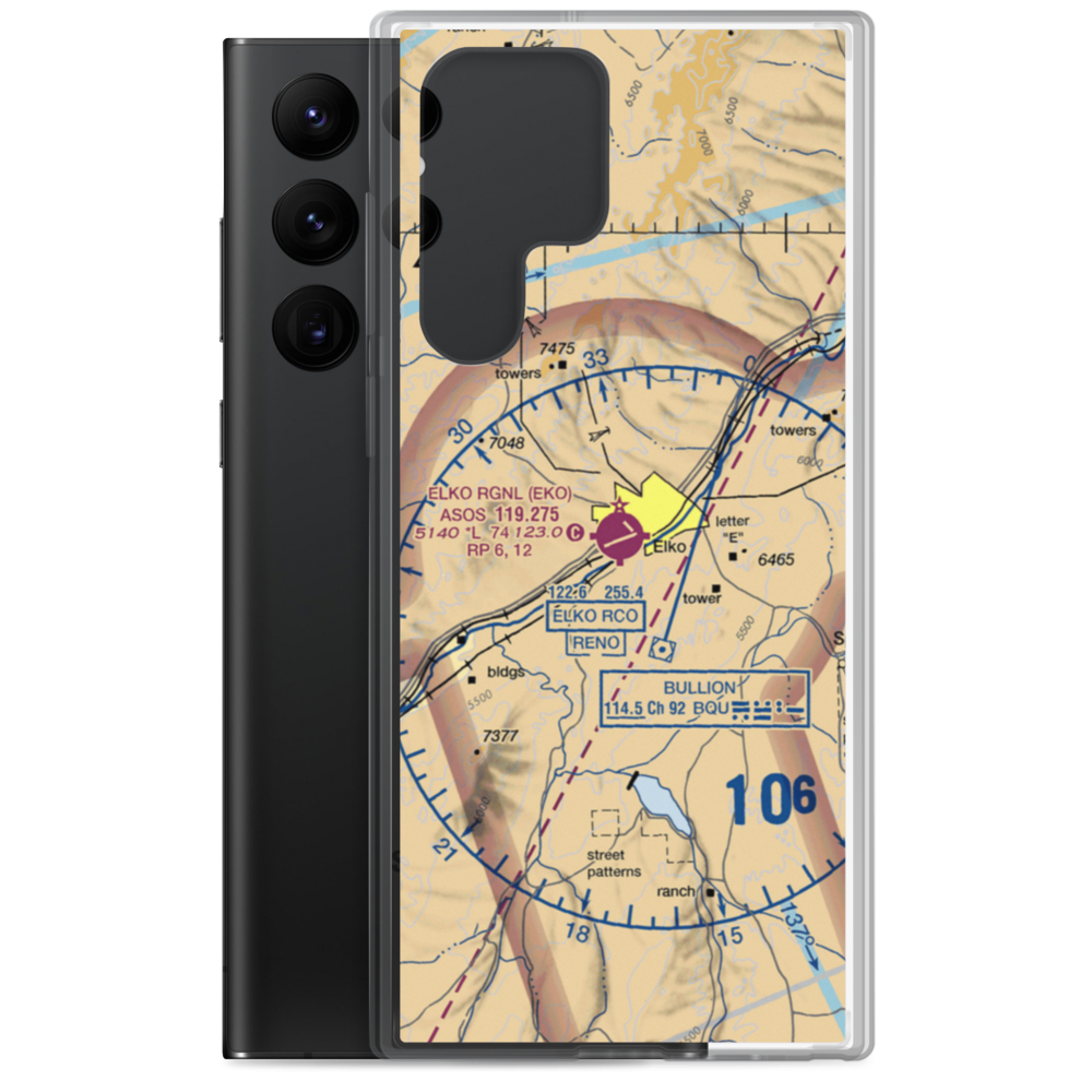 Elko Regional Airport (EKO) VFR Sectional Samsung Case Samsung Galaxy S22 Ultra model shown