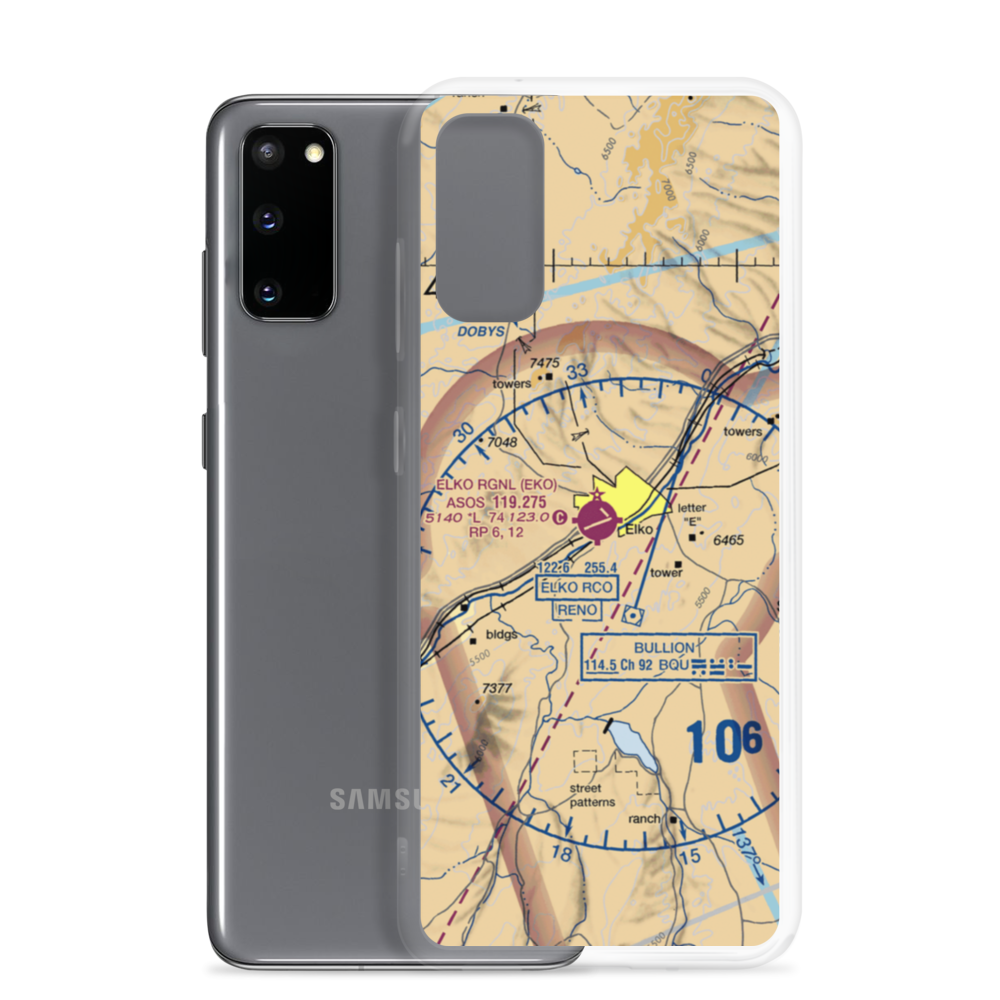 Elko Regional Airport (EKO) VFR Sectional Samsung Case Samsung Galaxy S20 model shown