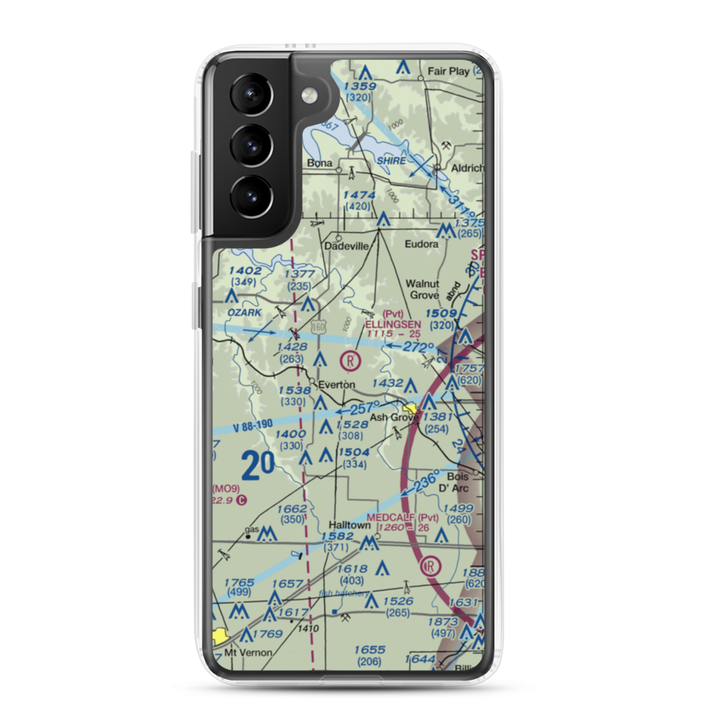 Ellingsen Field (MO34) VFR Sectional Samsung Case Samsung Galaxy S21 Plus model shown