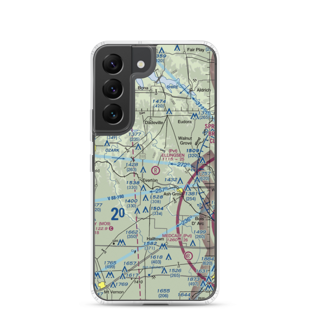 Ellingsen Field (MO34) VFR Sectional Samsung Case Samsung Galaxy S22 model shown