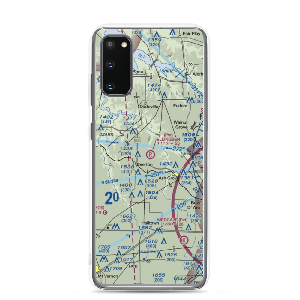Ellingsen Field (MO34) VFR Sectional Samsung Case Samsung Galaxy S20 model shown