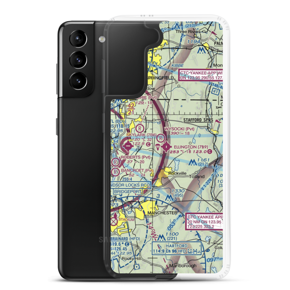 Ellington Airport (7B9) VFR Sectional Samsung Case Samsung Galaxy S21 Plus model shown