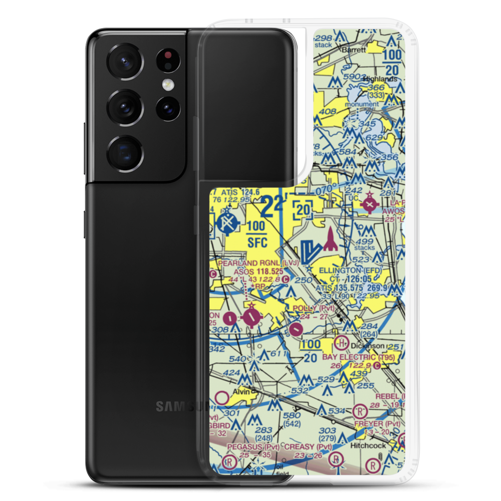 Ellington Airport (EFD) VFR Sectional Samsung Case Samsung Galaxy S21 Ultra model shown