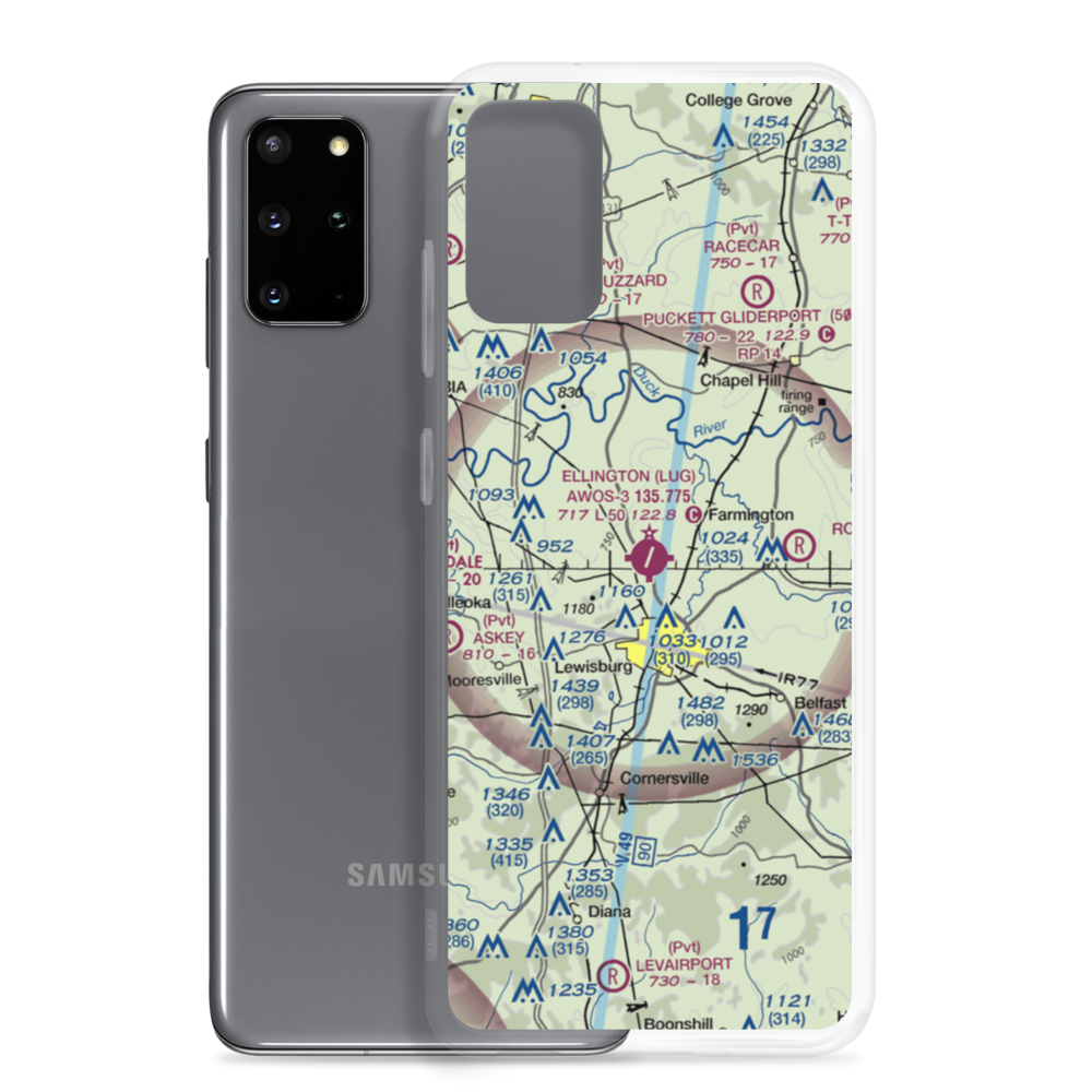 Ellington Airport (LUG) VFR Sectional Samsung Case Samsung Galaxy S20 Plus model shown