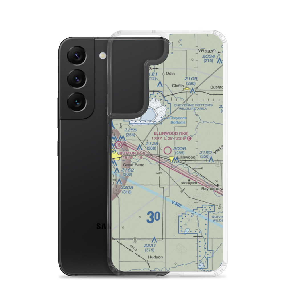 Ellinwood Municipal Airport (1K6) VFR Sectional Samsung Case Samsung Galaxy S22 model shown