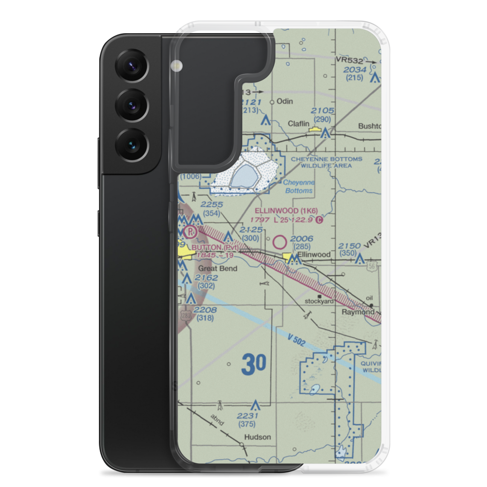 Ellinwood Municipal Airport (1K6) VFR Sectional Samsung Case Samsung Galaxy S22 Plus model shown