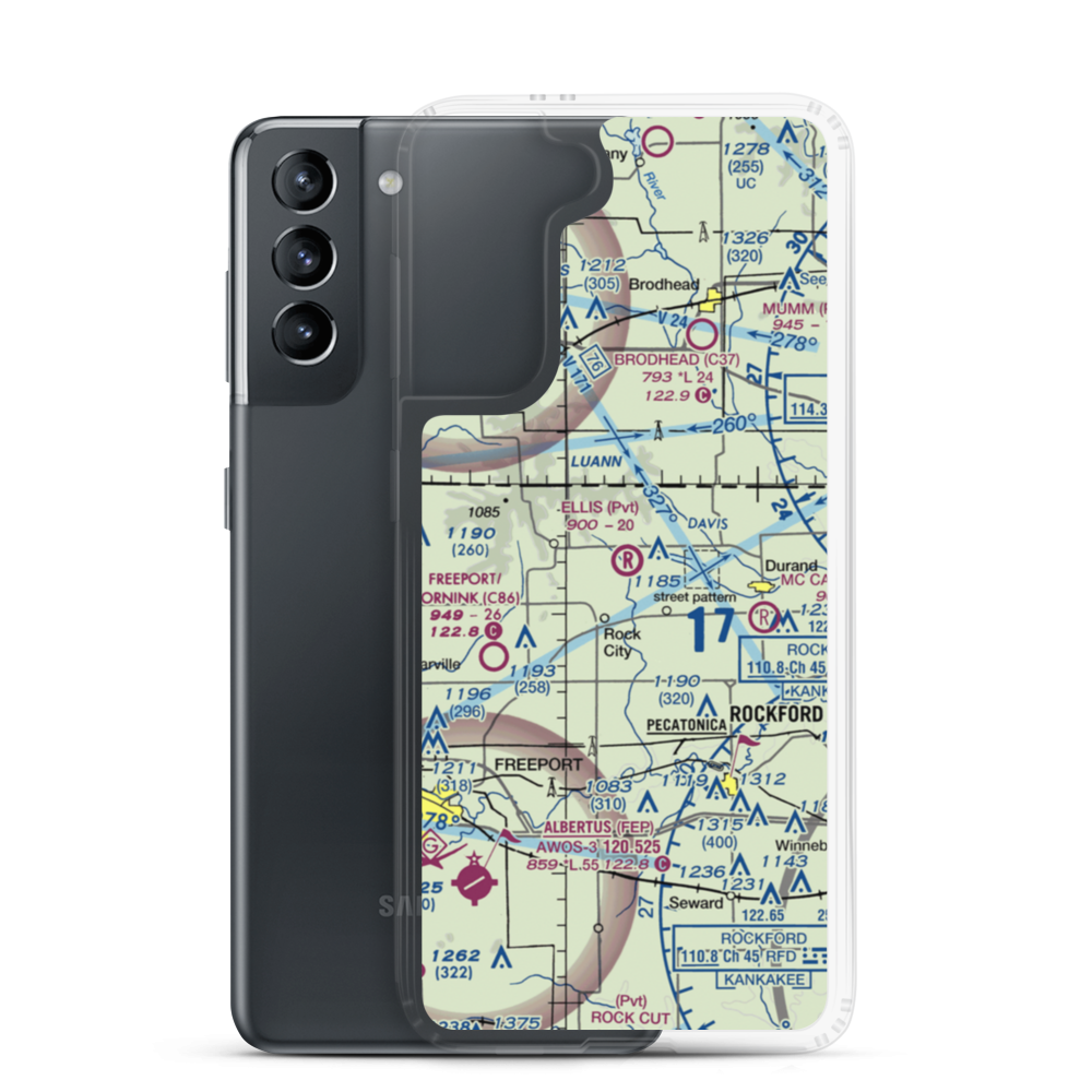 Ellis Airport (IL23) VFR Sectional Samsung Case Samsung Galaxy S21 model shown