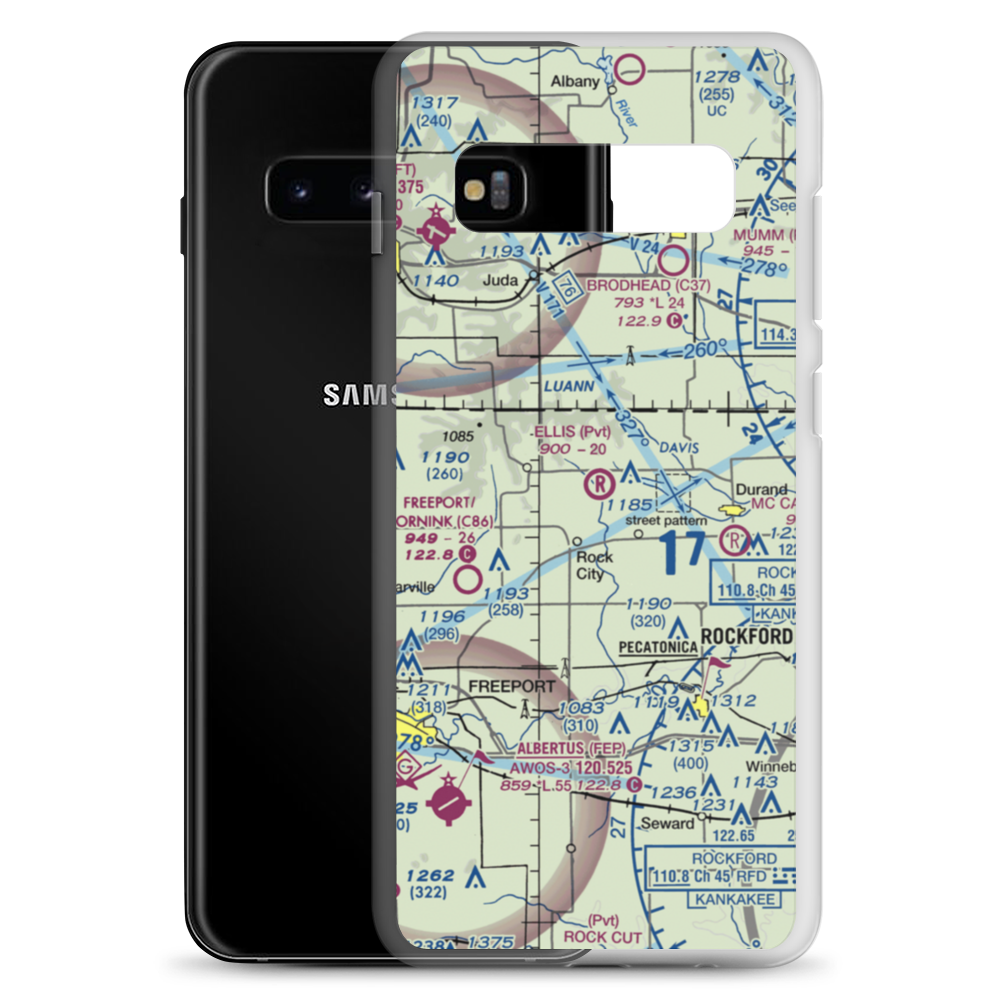 Ellis Airport (IL23) VFR Sectional Samsung Case Samsung Galaxy S10+ model shown