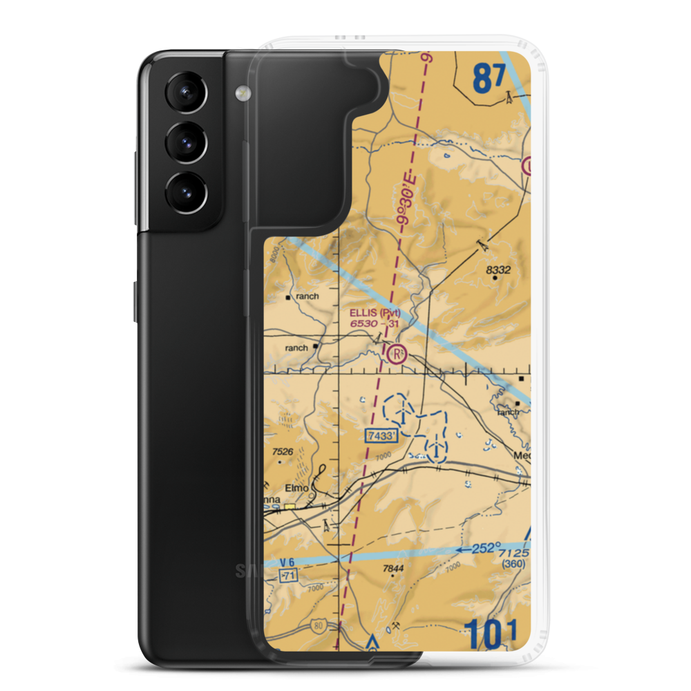 Ellis Ranch Airport (WY17) VFR Sectional Samsung Case Samsung Galaxy S21 Plus model shown