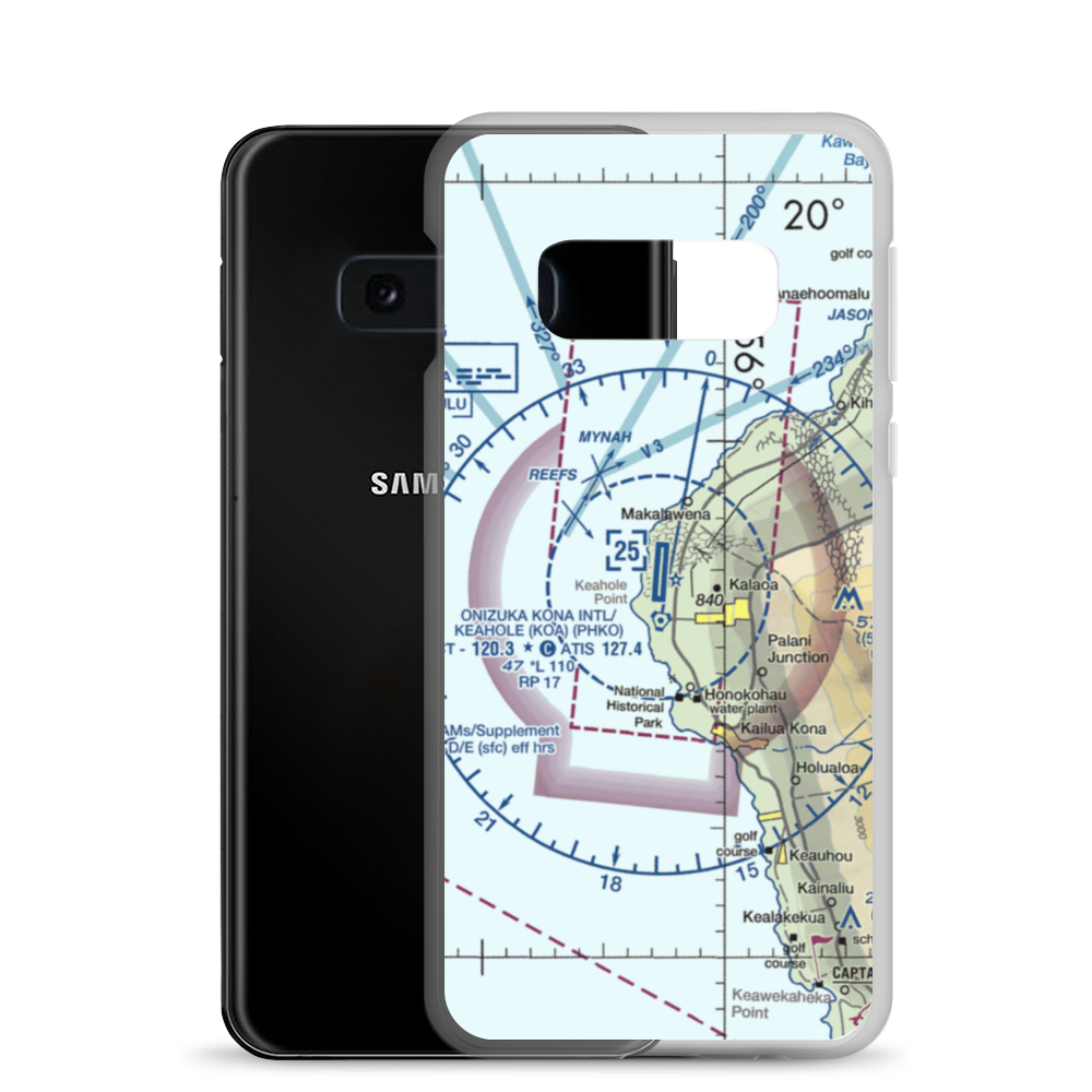 Ellison Onizuka Kona International At Keahole Airport (KOA) VFR Sectional Samsung Case Samsung Galaxy S10e model shown