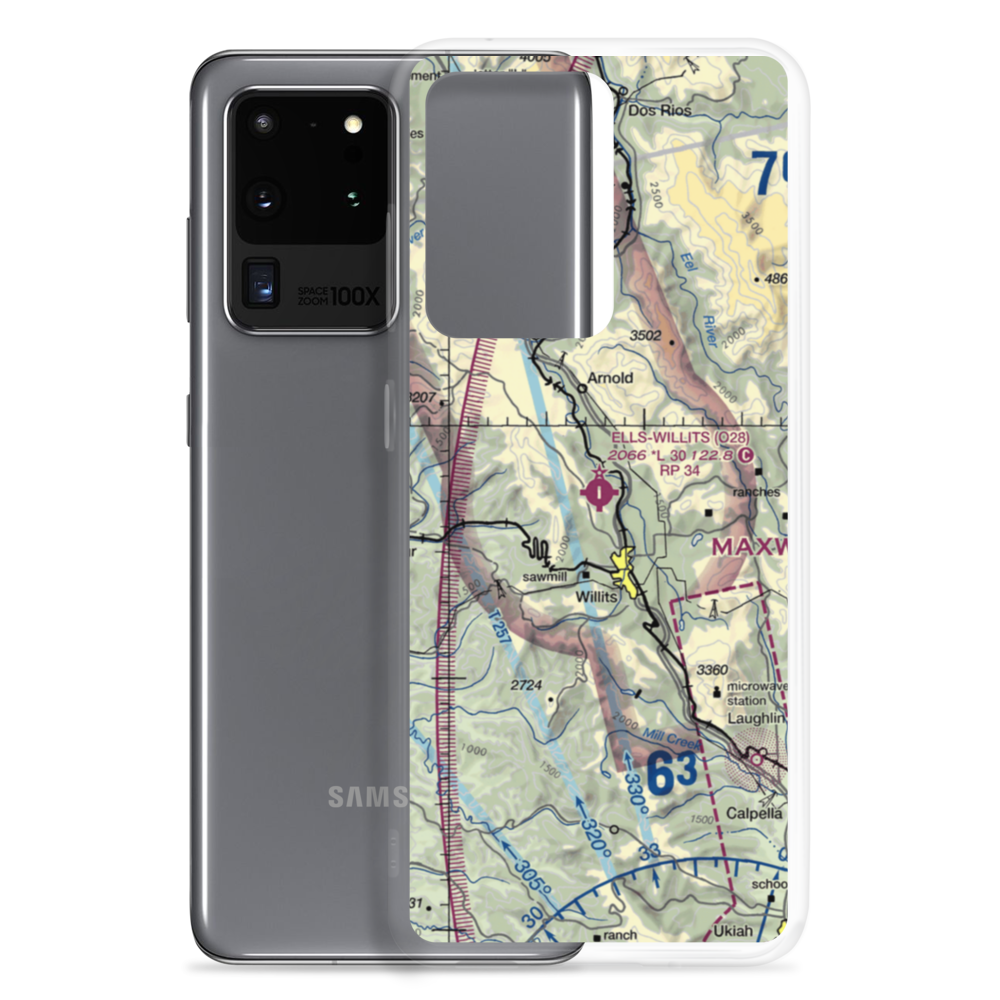 Ells Field Willits Municipal Airport (O28) VFR Sectional Samsung Case Samsung Galaxy S20 Ultra model shown