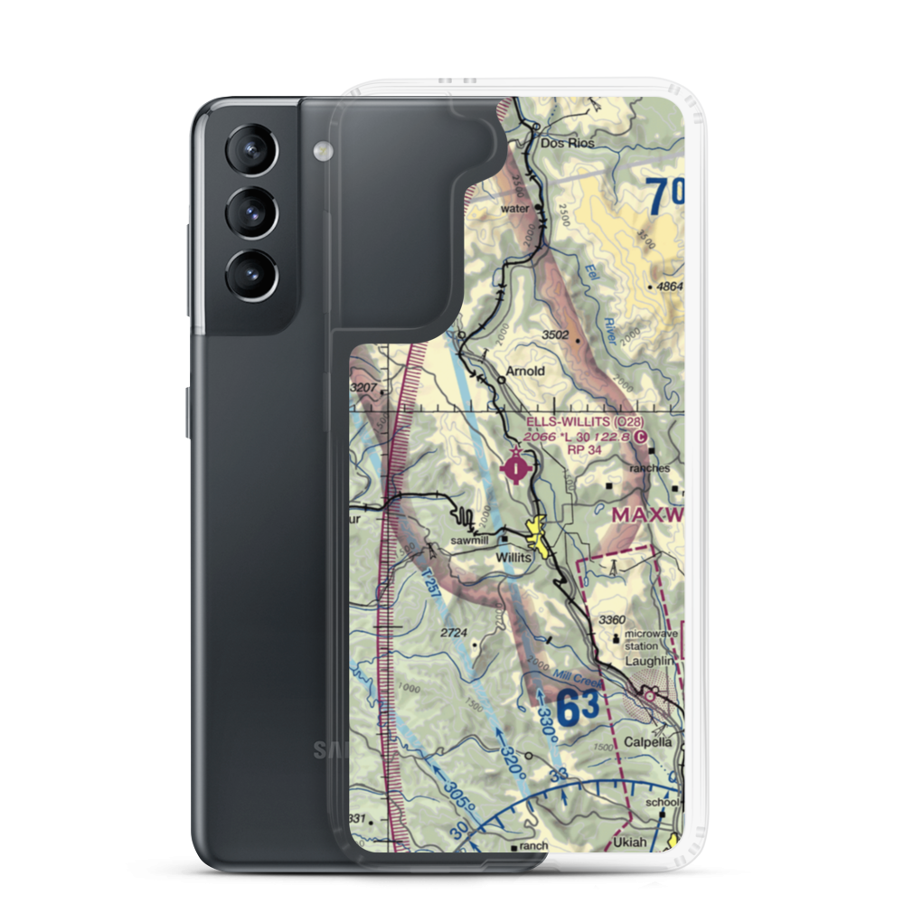 Ells Field Willits Municipal Airport (O28) VFR Sectional Samsung Case Samsung Galaxy S21 model shown