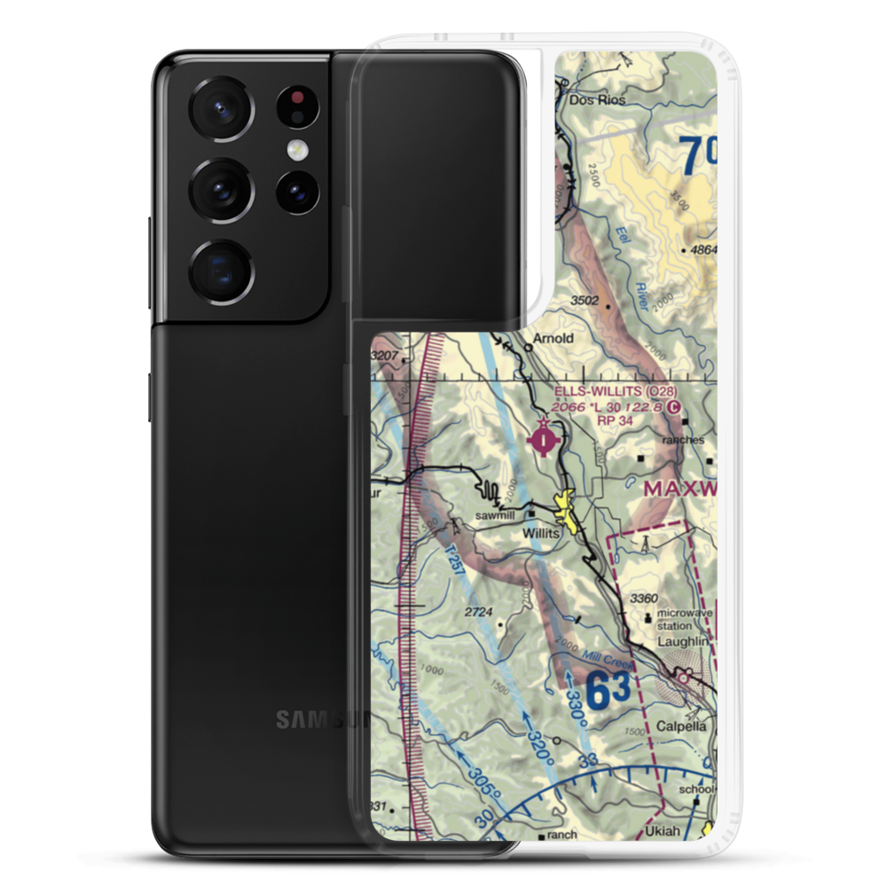 Ells Field Willits Municipal Airport (O28) VFR Sectional Samsung Case Samsung Galaxy S21 Ultra model shown