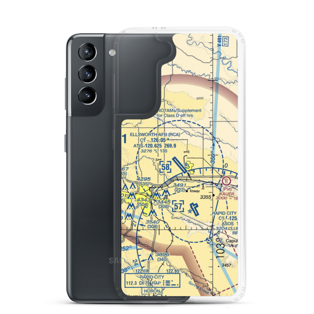 Ellsworth Air Force Base (RCA) VFR Sectional Samsung Case Samsung Galaxy S21 model shown