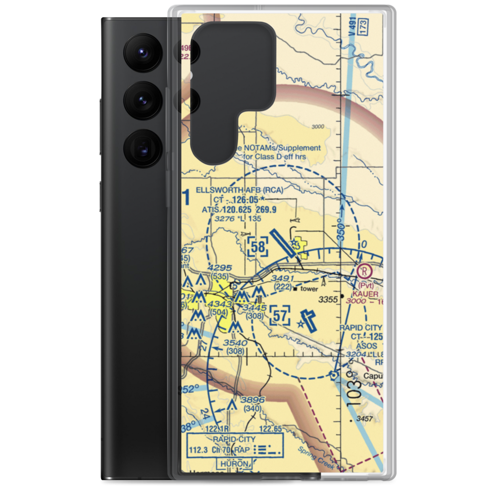 Ellsworth Air Force Base (RCA) VFR Sectional Samsung Case Samsung Galaxy S22 Ultra model shown