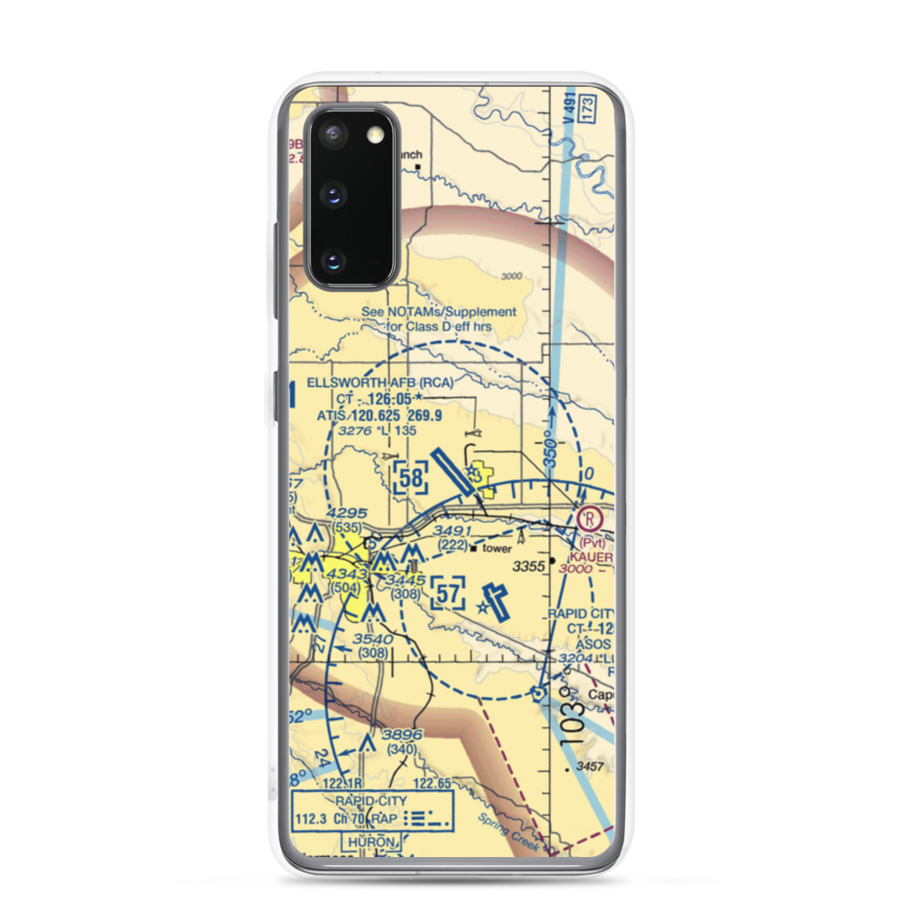 Ellsworth Air Force Base (RCA) VFR Sectional Samsung Case Samsung Galaxy S20 model shown