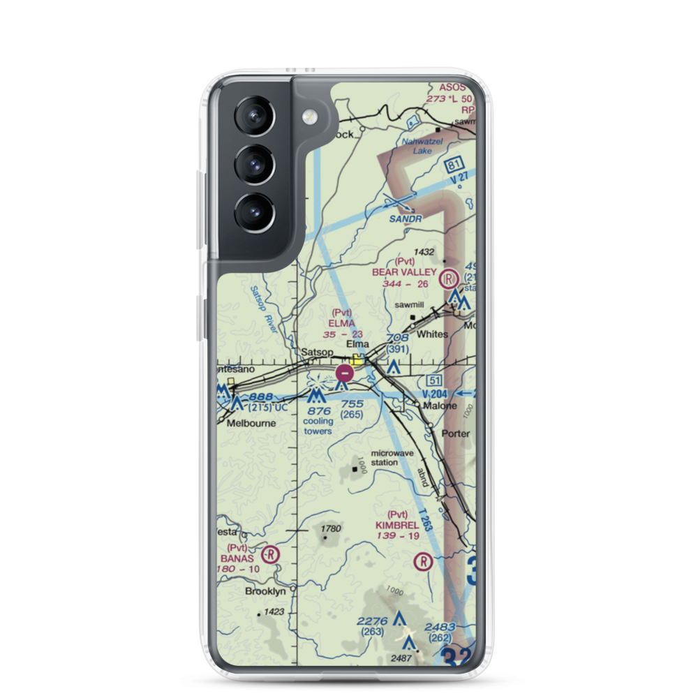 Elma Municipal Airport (4W8) VFR Sectional Samsung Case Samsung Galaxy S21 model shown