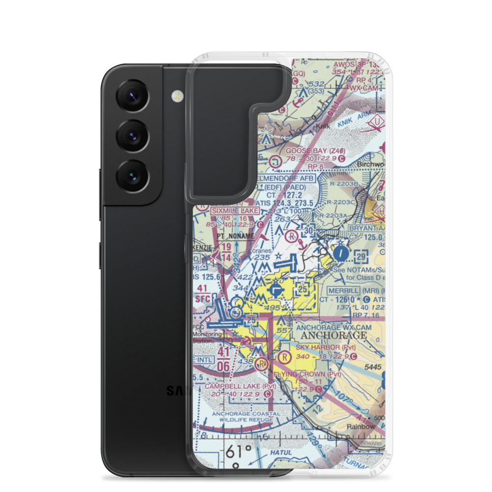 Elmendorf Air Force Base (EDF) VFR Sectional Samsung Case Samsung Galaxy S22 model shown