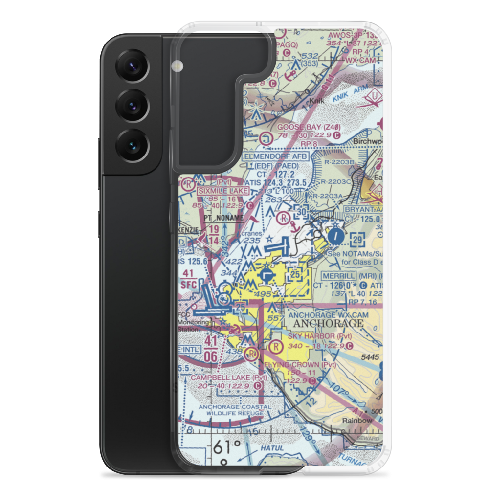 Elmendorf Air Force Base (EDF) VFR Sectional Samsung Case Samsung Galaxy S22 Plus model shown