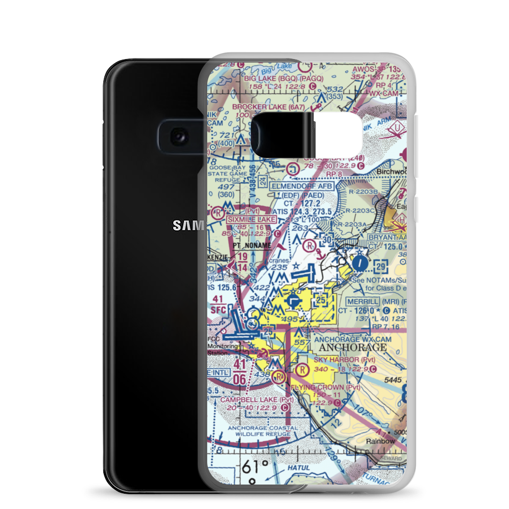 Elmendorf Air Force Base (EDF) VFR Sectional Samsung Case Samsung Galaxy S10e model shown