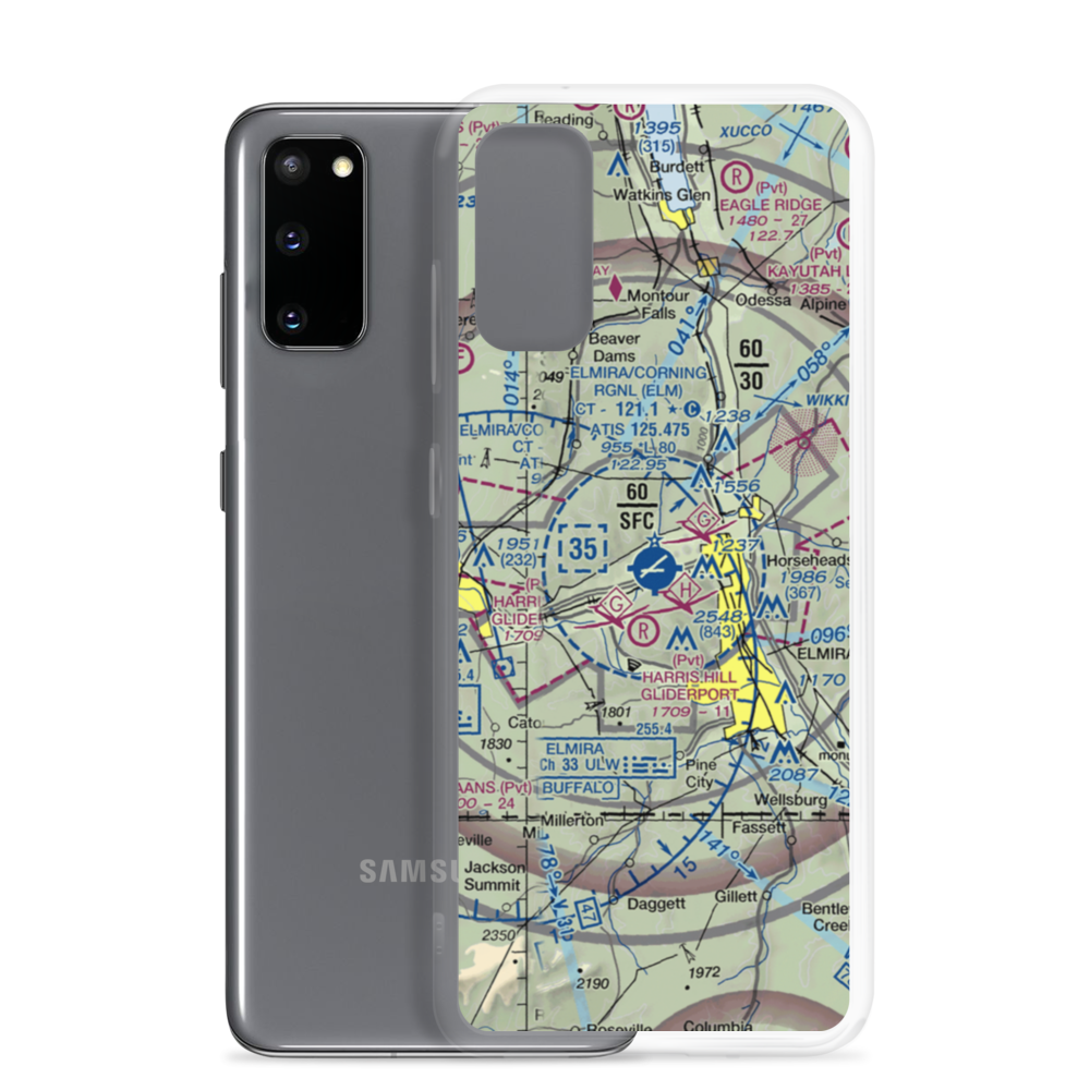 Elmira Corning Regional Airport (ELM) VFR Sectional Samsung Case Samsung Galaxy S20 model shown