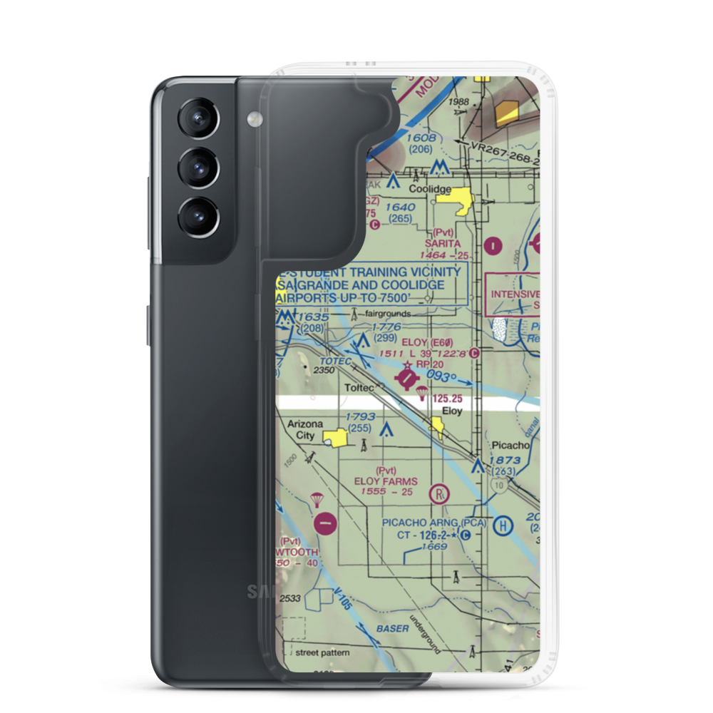 Eloy Municipal Airport (E60) VFR Sectional Samsung Case Samsung Galaxy S21 model shown