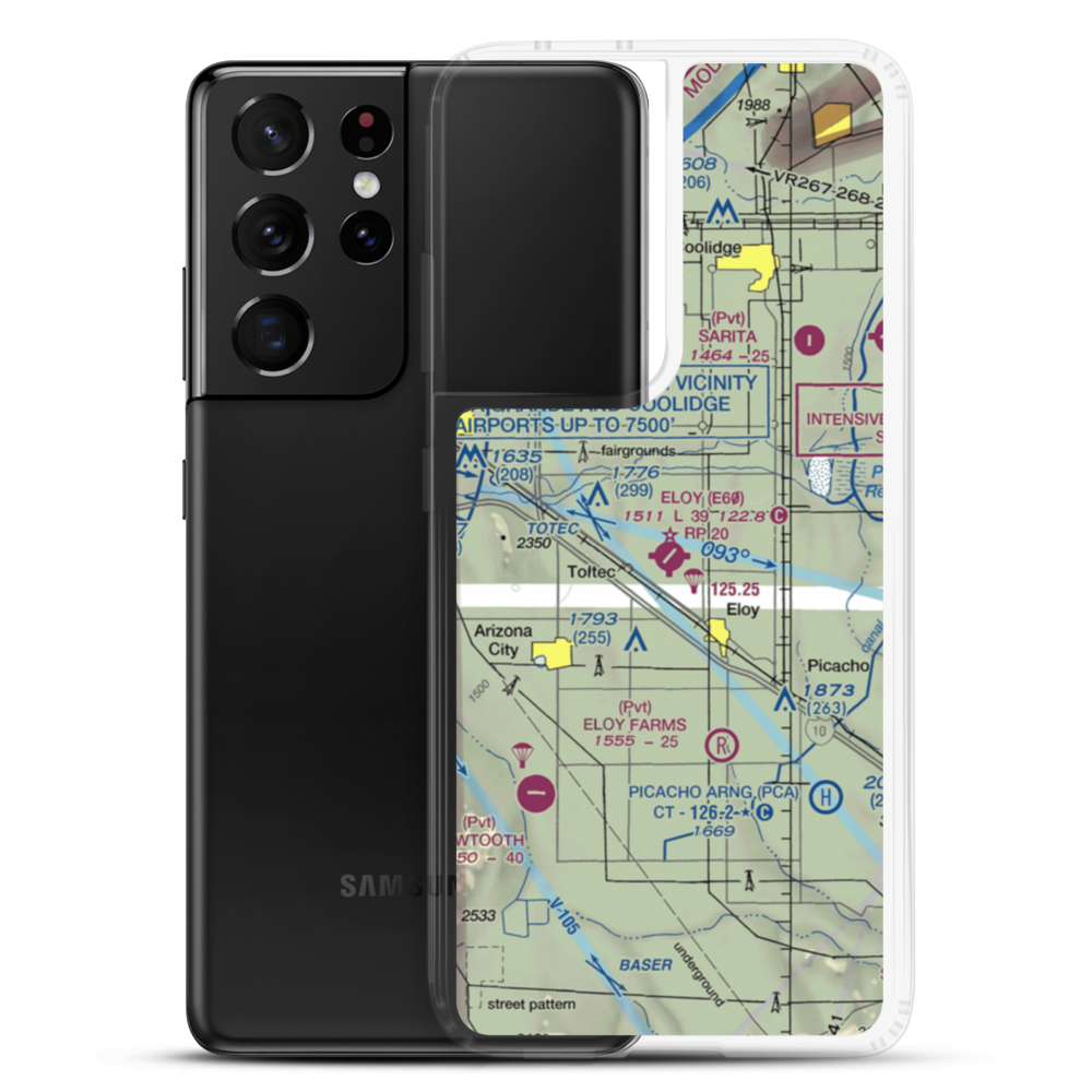 Eloy Municipal Airport (E60) VFR Sectional Samsung Case Samsung Galaxy S21 Ultra model shown