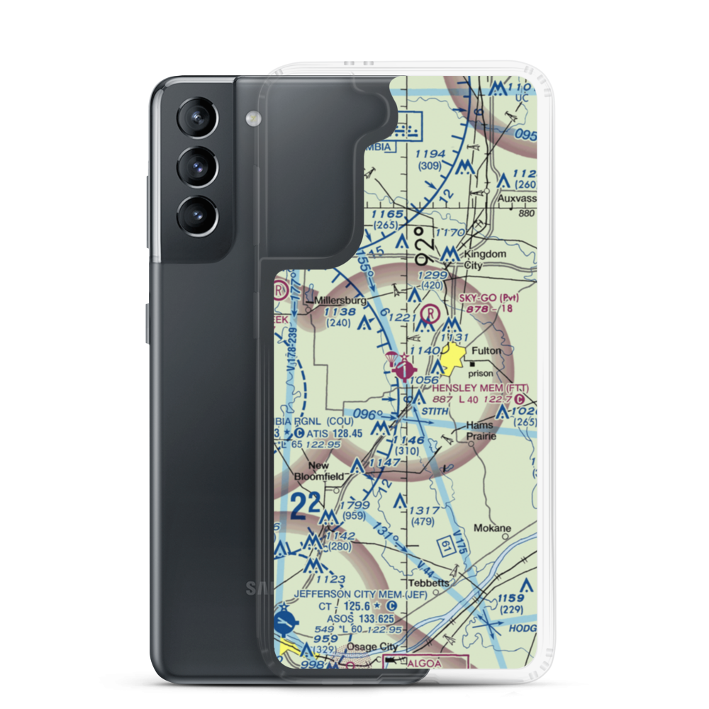 Elton Hensley Memorial Airport (FTT) VFR Sectional Samsung Case Samsung Galaxy S21 model shown