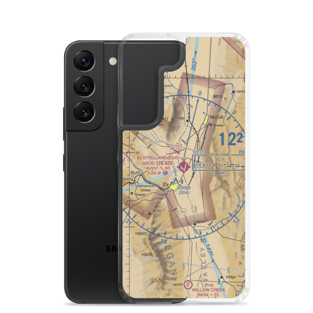 Ely Airport Yelland Field (ELY) VFR Sectional Samsung Case Samsung Galaxy S22 model shown