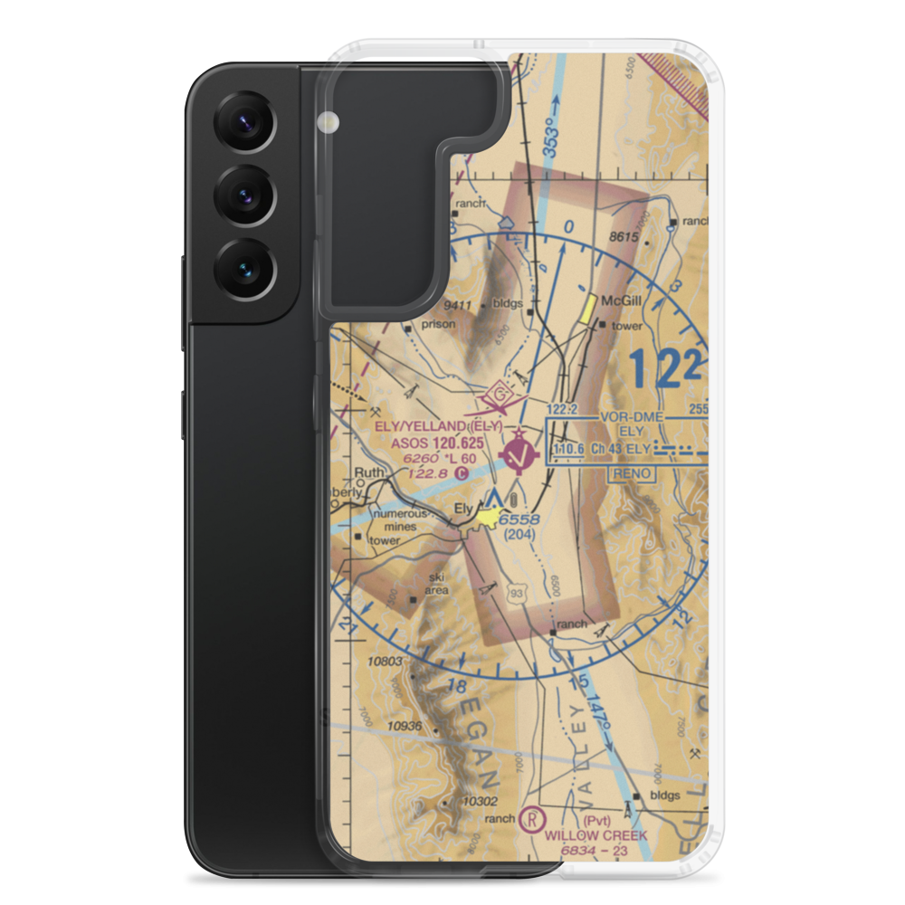 Ely Airport Yelland Field (ELY) VFR Sectional Samsung Case Samsung Galaxy S22 Plus model shown