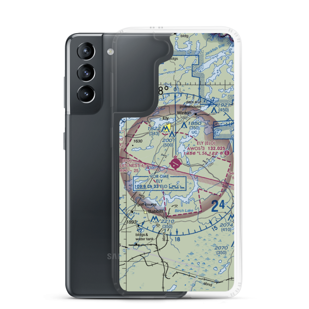 Ely Municipal Airport (ELO) VFR Sectional Samsung Case Samsung Galaxy S21 model shown