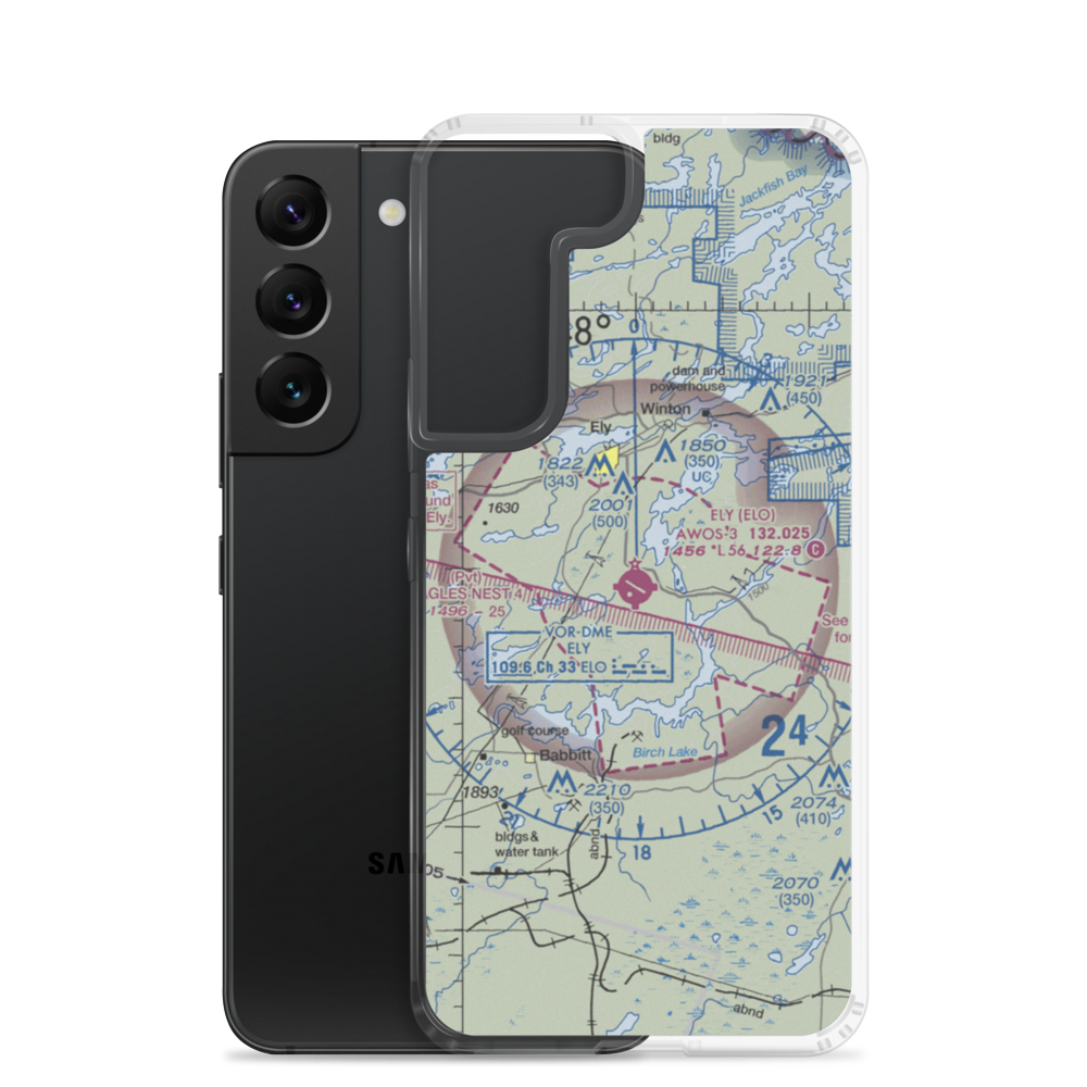 Ely Municipal Airport (ELO) VFR Sectional Samsung Case Samsung Galaxy S22 model shown