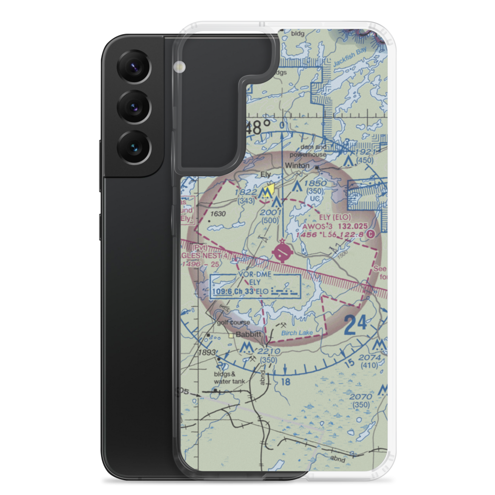 Ely Municipal Airport (ELO) VFR Sectional Samsung Case Samsung Galaxy S22 Plus model shown