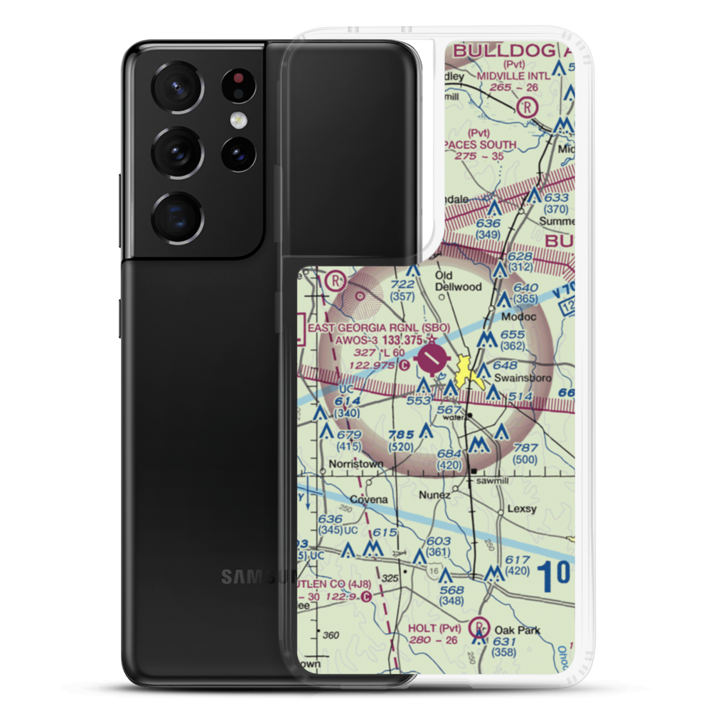 Emanuel County Airport (SBO) VFR Sectional Samsung Case Samsung Galaxy S21 Ultra model shown