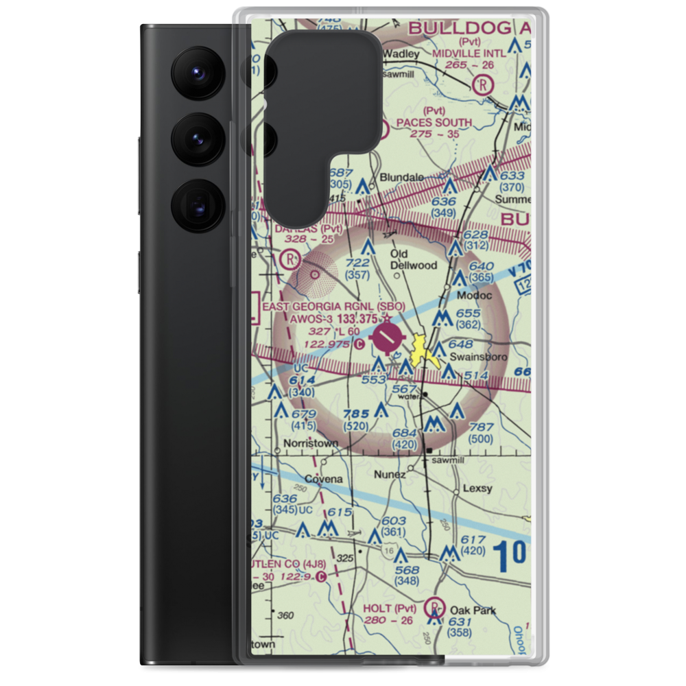 Emanuel County Airport (SBO) VFR Sectional Samsung Case Samsung Galaxy S22 Ultra model shown