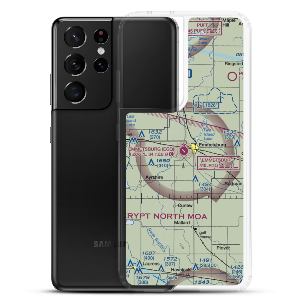 Emmetsburg Municipal Airport (EGQ) VFR Sectional Samsung Case Samsung Galaxy S21 Ultra model shown
