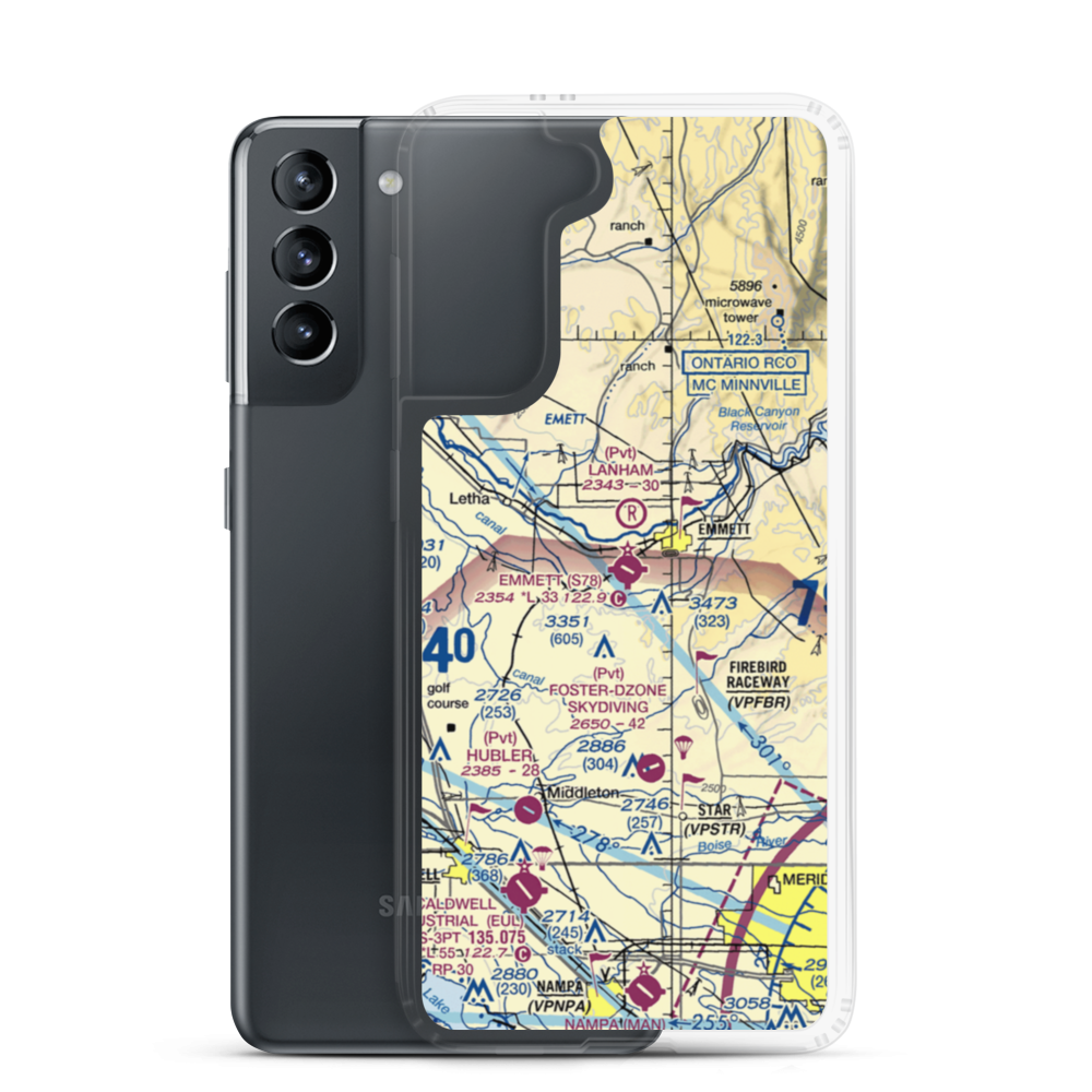 Emmett Municipal Airport (S78) VFR Sectional Samsung Case Samsung Galaxy S21 model shown