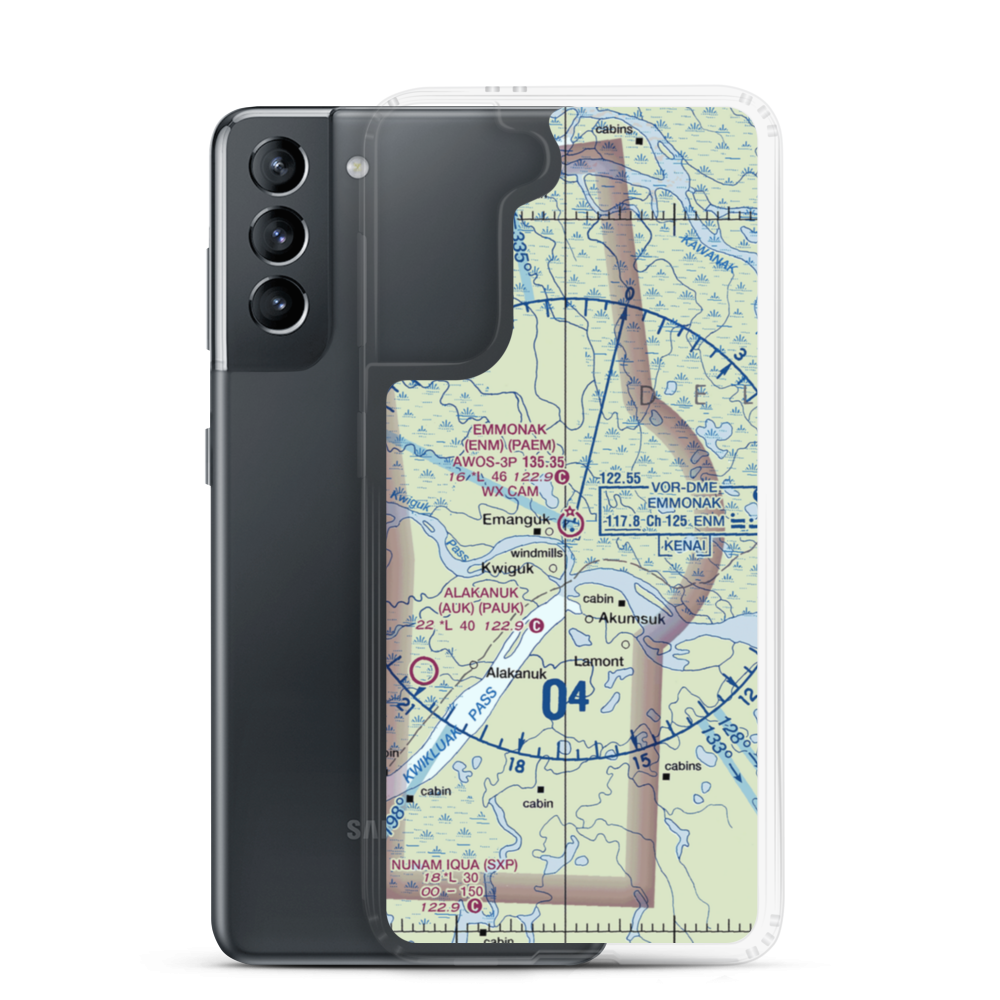 Emmonak Airport (ENM) VFR Sectional Samsung Case Samsung Galaxy S21 model shown