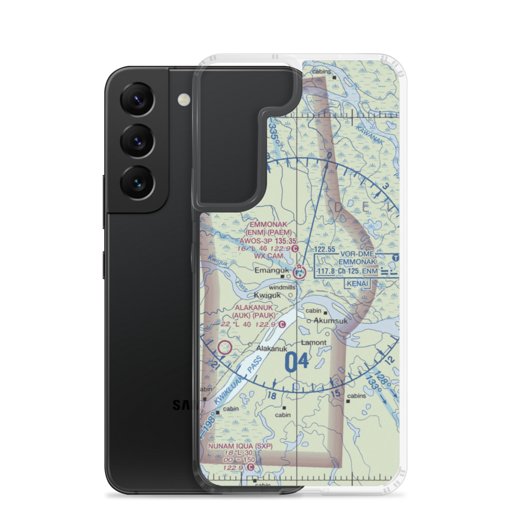 Emmonak Airport (ENM) VFR Sectional Samsung Case Samsung Galaxy S22 model shown
