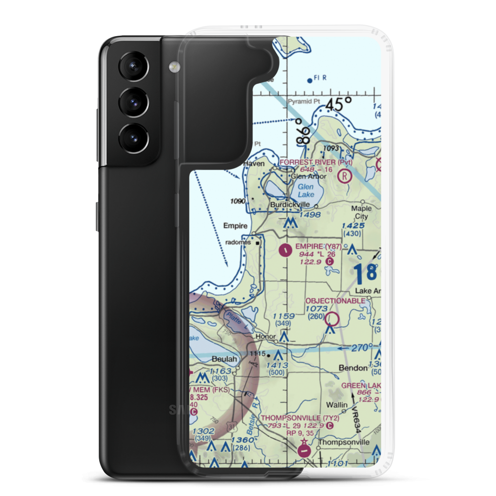 Empire Airport (Y87) VFR Sectional Samsung Case Samsung Galaxy S21 Plus model shown