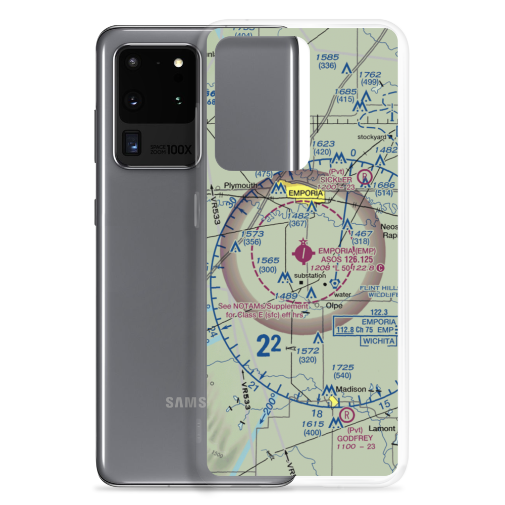 Emporia Municipal Airport (EMP) VFR Sectional Samsung Case Samsung Galaxy S20 Ultra model shown