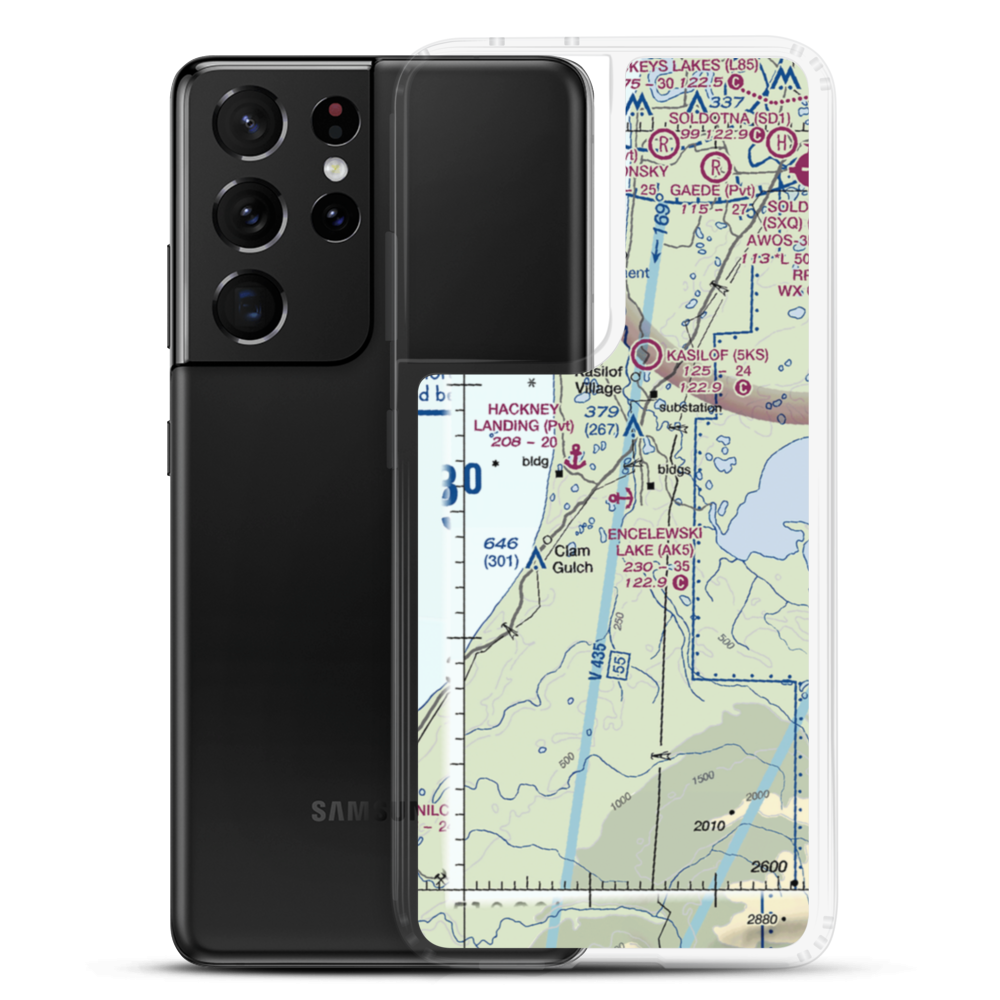 Encelewski Lake Seaplane Base (AK5) VFR Sectional Samsung Case Samsung Galaxy S21 Ultra model shown