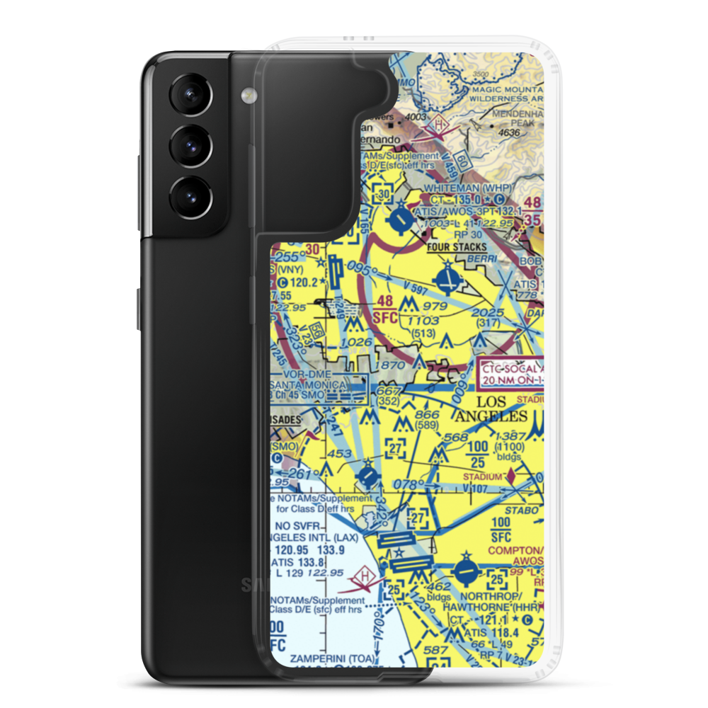 Engine Co Nr 108 Heliport (60L) VFR Sectional Samsung Case Samsung Galaxy S21 Plus model shown