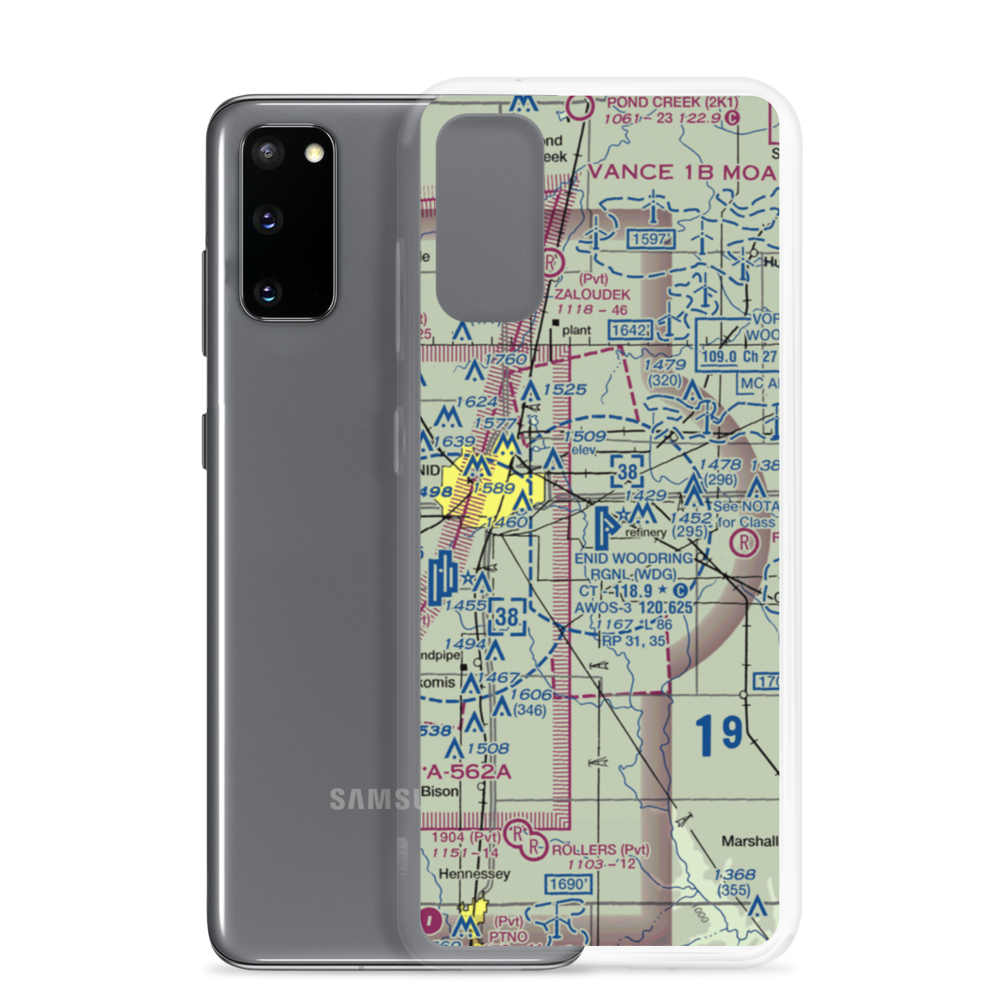 Enid Woodring Regional Airport (WDG) VFR Sectional Samsung Case Samsung Galaxy S20 model shown