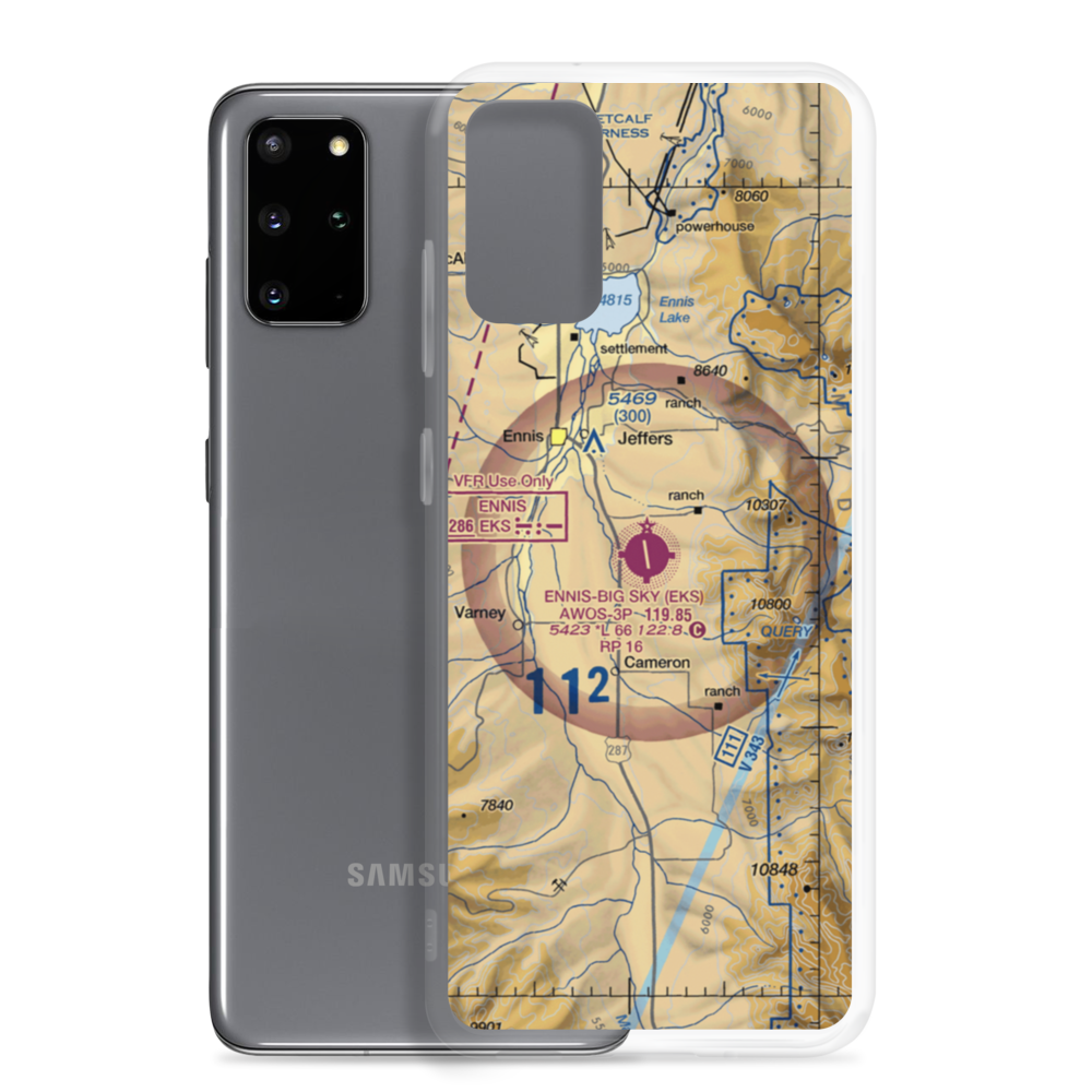 Ennis Big Sky Airport (EKS) VFR Sectional Samsung Case Samsung Galaxy S20 Plus model shown
