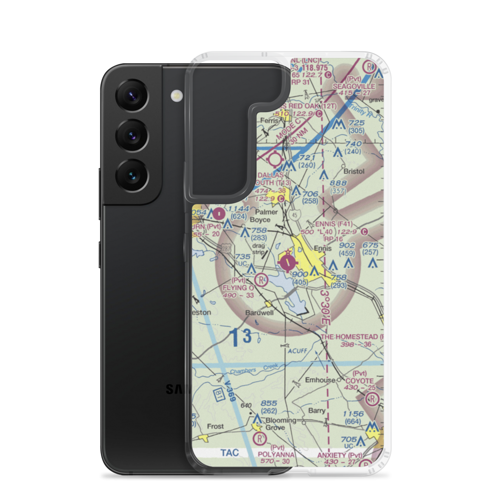 Ennis Municipal Airport (F41) VFR Sectional Samsung Case Samsung Galaxy S22 model shown